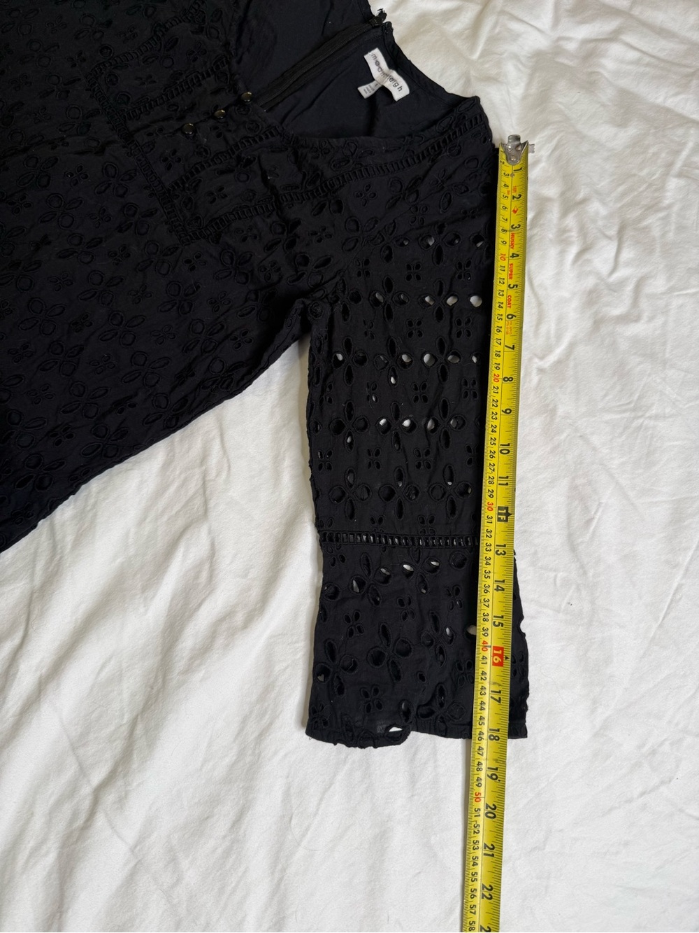 Madison Leigh Black Eyelet Cotton Prairie Boho Cottagecore Dress 10 - Picture 13 of 13